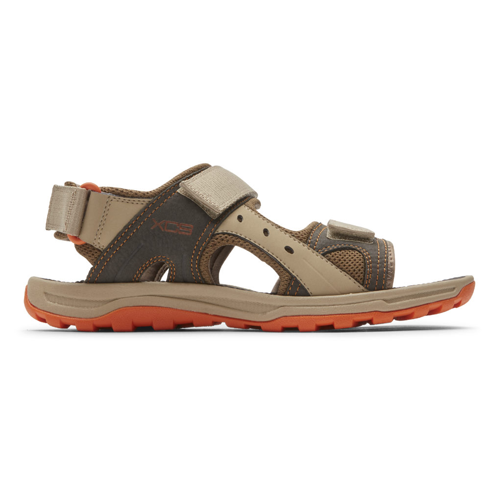 Sandalias Rockport Hombre Mexico - Trail Technique Adjustable Velcro Beige - XFTYI9724